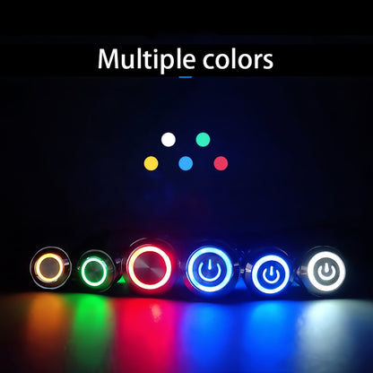 5 x White LED 22mm Metal Push Button Switch 12V-24V Pre-Wired Self-Rest Switch