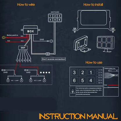 6 Gang Switch Panel with 6 Way Relay Box 6 Way Fuse Holder 12V Circuit System