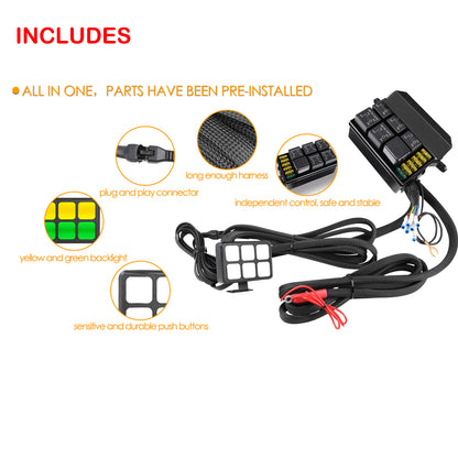 6 Gang Switch Panel with 6 Way Relay Box 6 Way Fuse Holder 12V Circuit System