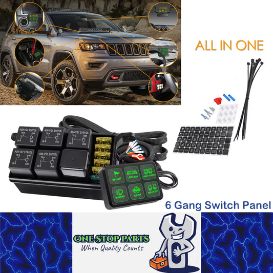 6 Gang Switch Panel with 6 Way Relay Box 6 Way Fuse Holder 12V Circuit System