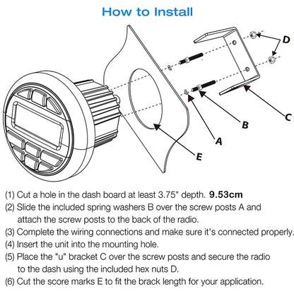 Boat Radio Media Player Marine Stereo MP3 Waterproof Bluetooth Audio Radio FM AM