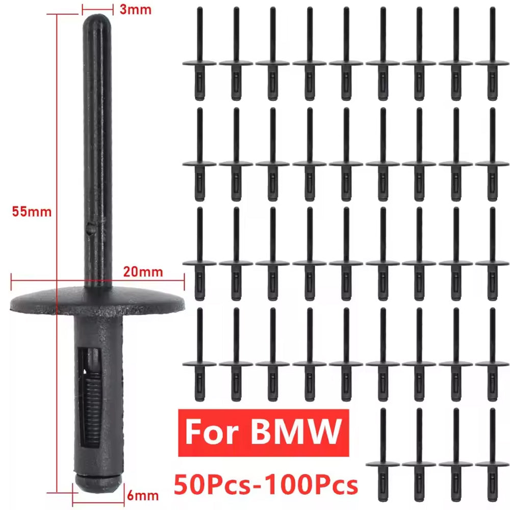50pcs 6mm Car Retainers Liner Clip Bumper Trim Fender Fastener Rivet for BMW