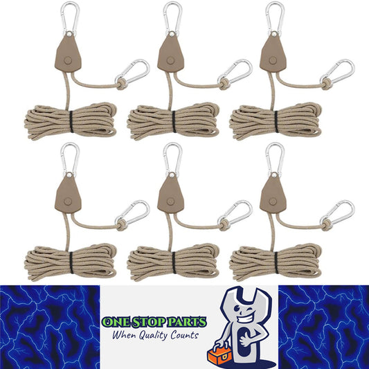 6x Khaki Reflective Camping Tent Rope Tie down Fastener Tensioner Ratchet Hanger