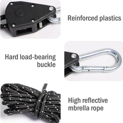6 Black Reflective Camping Tent Rope Tie down Fastener Tensioner Ratchet Hanger