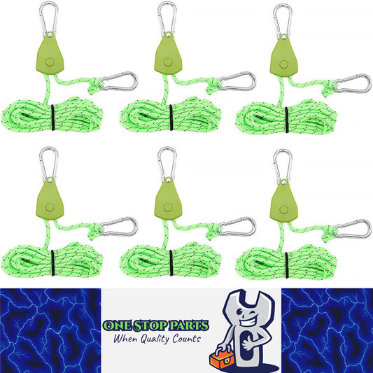 6x Green Reflective Camping Tent Rope Tie down Fastener Tensioner Ratchet Hanger
