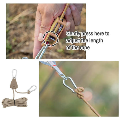 6x Khaki Reflective Camping Tent Rope Tie down Fastener Tensioner Ratchet Hanger