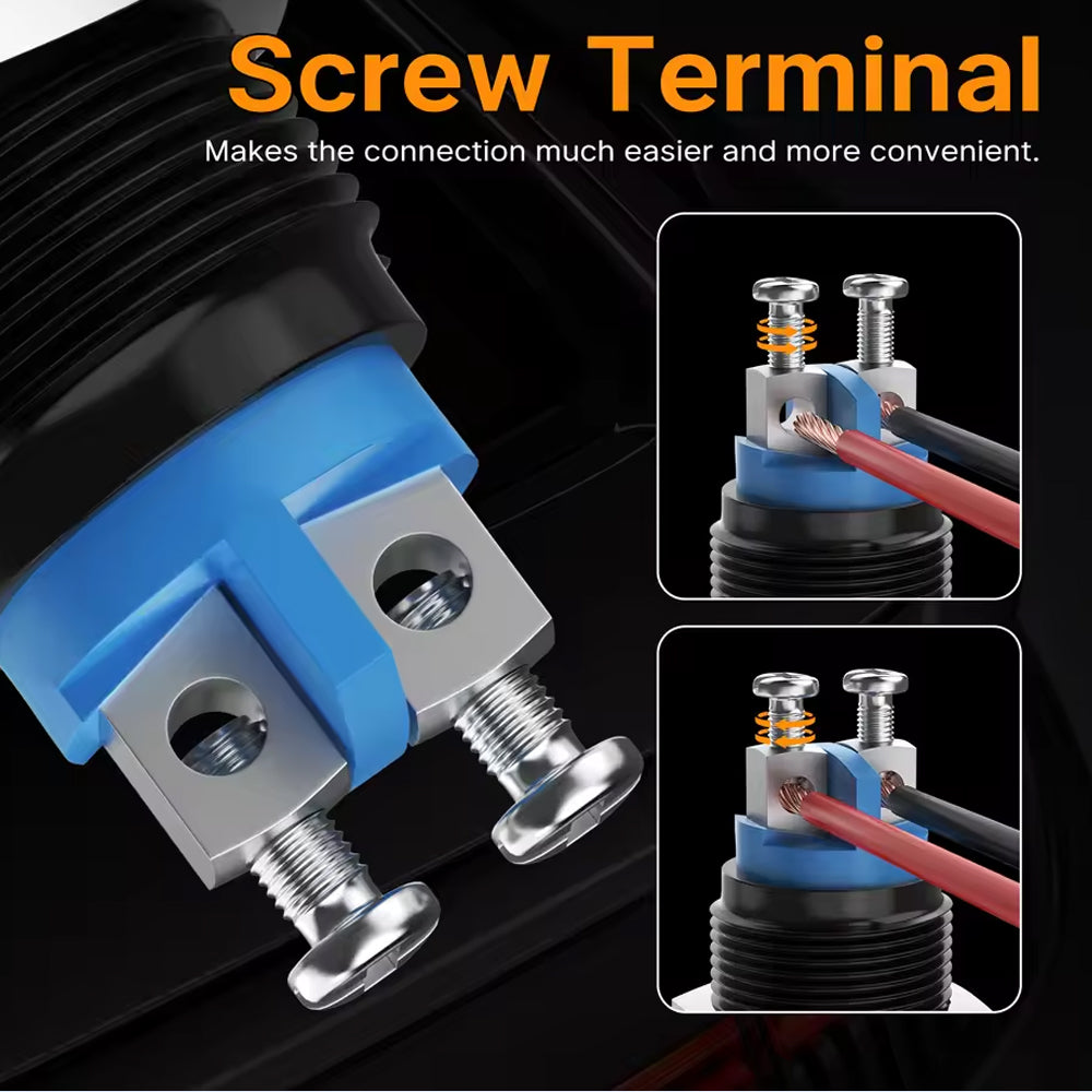 2pcs 12mm Metal Momentary Push Button Switch Screw Terminals 12V 2 Pin Switch