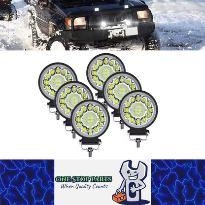6 x Round LED Work Light 112mm 99W 12-24V 6000K Spot Flood Beam Combo Work Light
