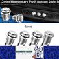 6pcs 12mm Metal Momentary Push Button Switch 12V 2 Pin Pre Wired SPST Switches