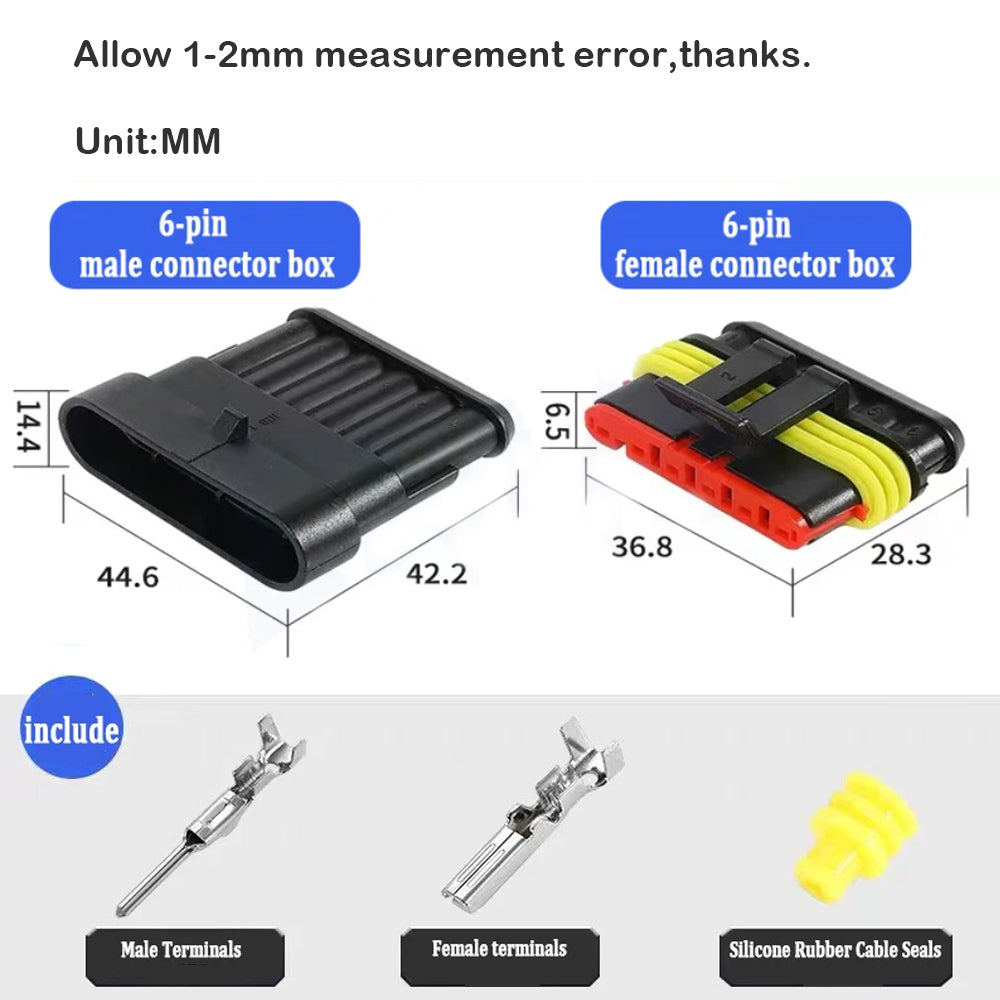 10 Sets 6 Pin Way AMP Waterproof Connector Car Electrical Wire Connectors Plugs