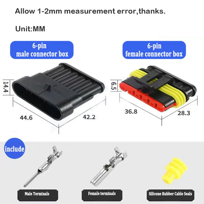 10 Sets 6 Pin Way AMP Waterproof Connector Car Electrical Wire Connectors Plugs