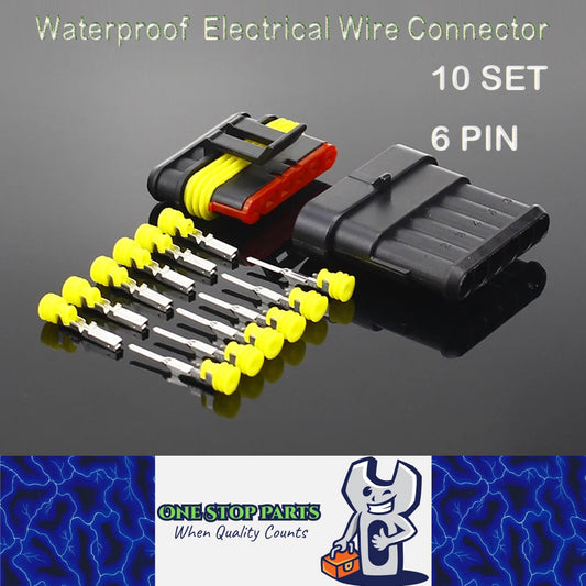 10 Sets 6 Pin Way AMP Waterproof Connector Car Electrical Wire Connectors Plugs