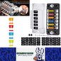 6 Way Fuse Box with Cover Name Plate Stickers Bus bar ATO/ATC Blade Fuse Block