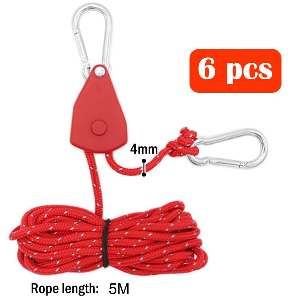 6 x Red Reflective Tent Rope Ratchet Tensioner Clip for Camping Awning Gear