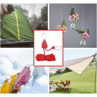 6x Red Reflective Camping Tent Rope Tie Down Fasteners Tensioner Ratchet Hangers