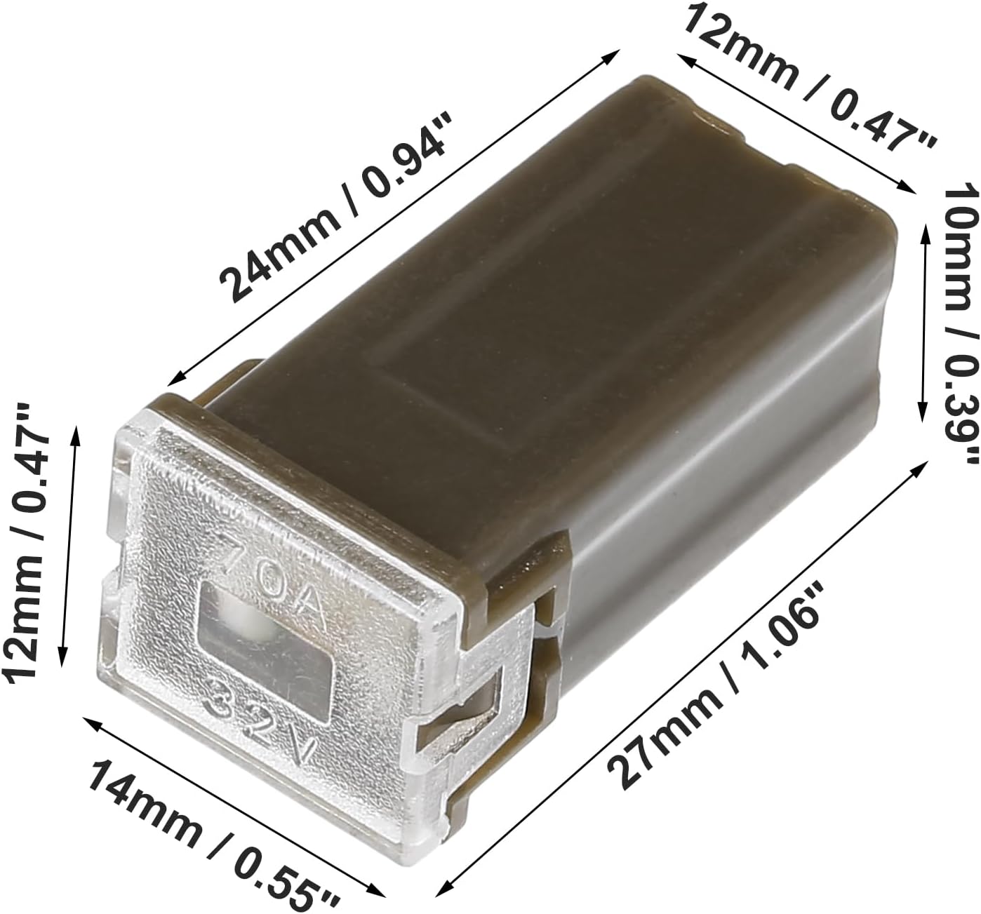 5 x 70Amp Light Black Small Slow Blow Fuse Block 10mmx12mm x 27mm High 70A Fuse