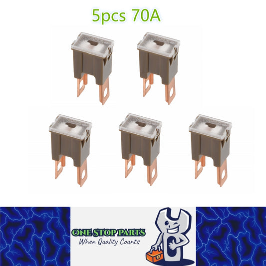 5 x 70Amp Light Black Large Male Slow Blow Fuse Block 15mmx22mmx43mm High 70A