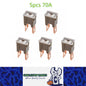5 x 70Amp Light Black Large Male Slow Blow Fuse Block 15mmx22mmx43mm High 70A
