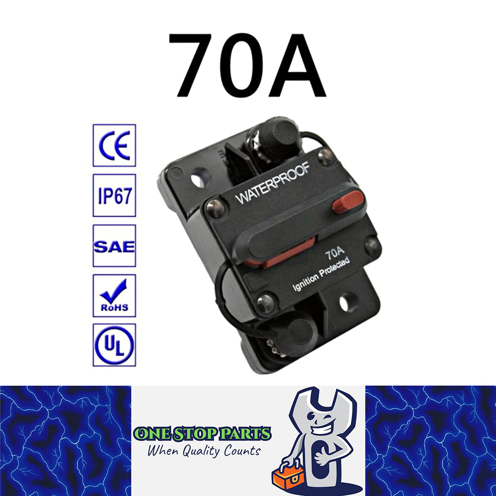 12v 70A Circuit Breaker Manual Reset Water Proof Ideal for 4wd Caravan Boat