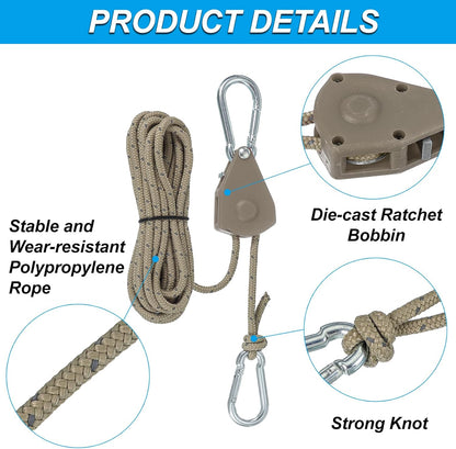 6 x Khaki Reflective Tent Rope Ratchet Tensioner Clip for Camping Awning Gear