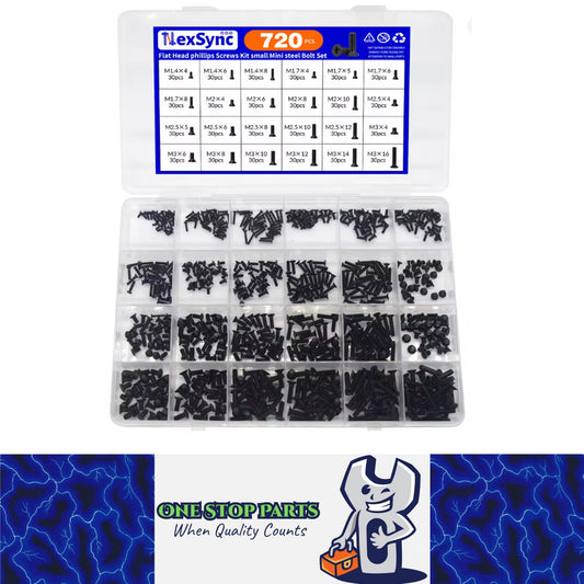 720pcs Mini Flat Head Phillips Screws Kit M1.4/1.7/2/2.5/3 for Laptop Electronic