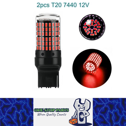 2 x T20 7440 12V 2100LM Red LED 144SMD CANBUS 360 degree super Bright (2pcs)