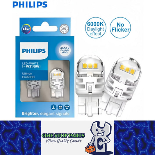 2 x Philips T20 7443 White LED Globe 12V 6000K Philips 7443 LED Turn Signal Lamp