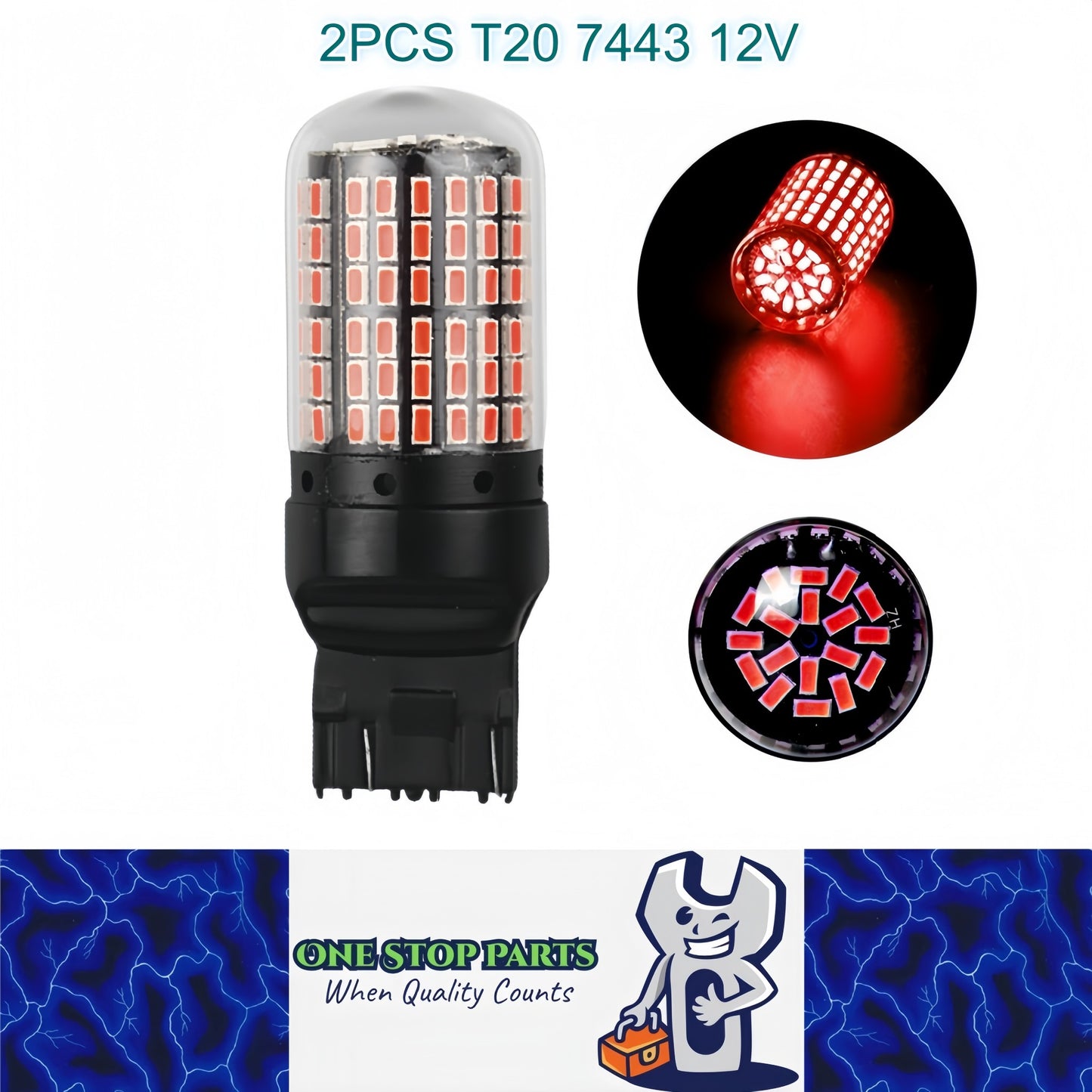 2 x T20 7443 12V 2100LM Red LED 144SMD CANBUS 360 degree super Bright (2pcs)