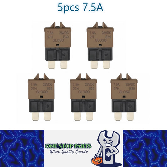 5 x 7.5Amp Standard Blade Fuse Circuit Breaker Manual Reset Circuit Breaker 7.5A