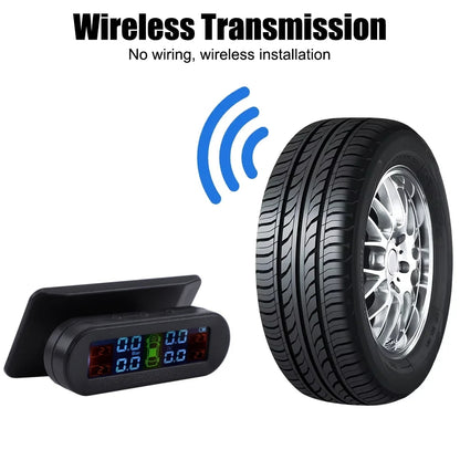 Tyre Pressure Monitoring System Car USB Solar Tyre Alarm With 4 External Sensors