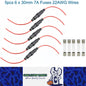 5 x Inline Glass Fuse Holders with 6mm x 30mm Long 7A Glass Fuses 22 AWG Wires