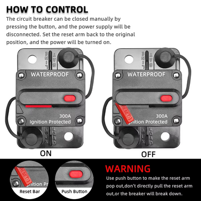 Circuit Breaker Manual Reset Water Proof Ideal for 4wd Caravan Boat