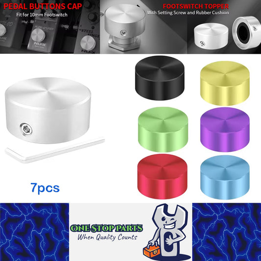 7pcs Metal Foot Switch Topper With Rubber Insert for Guitar Effect Pedal Buttons