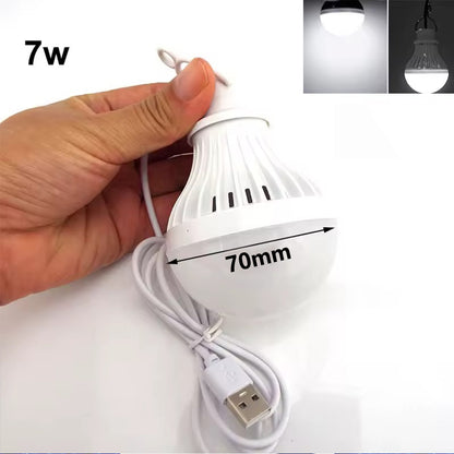 3 x USB 7w Cool White Light Bulb with 1.5 Meter Cable Ideal for Camping (3pcs)