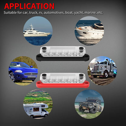 M6 Bus Bar 12V-48V 150A Power Distribution Block 7xM6 Posts Studs Terminal Block