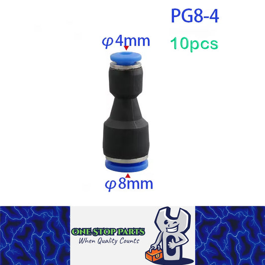 10pcs PG Pneumatic Fitting Push in Straight Connector OD8mm-4mm Air Hose Tube