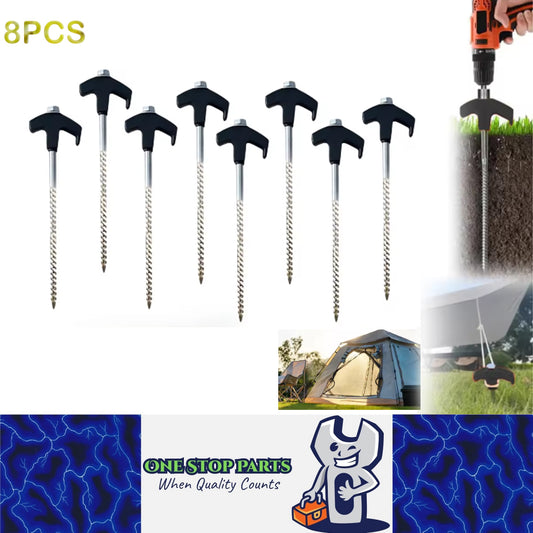 8 x Black Tent Stakes 20CM Screw in Tent Pegs Ground Nails Stakes for Camping