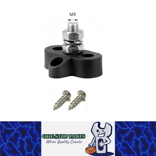 M8 Black Insulated Power Distribution Stud Terminal Block M8 Single Stud