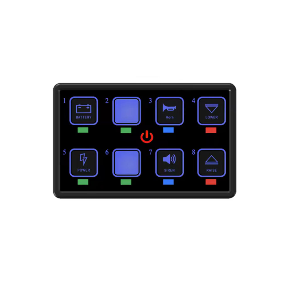 12v - 24v 8 Gang Bluetooth LED Touch Switch Panel Blue Car or Boat + App Control