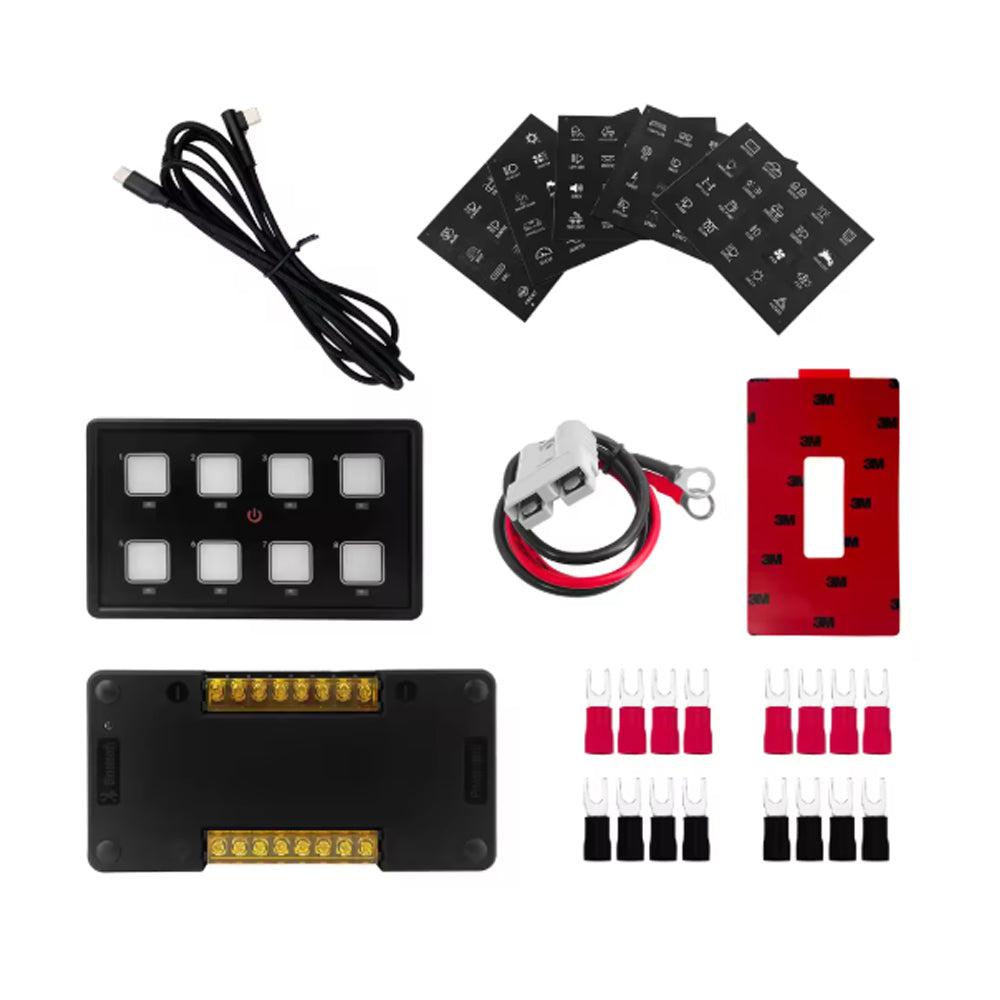 12v - 24v 8 Gang Bluetooth LED Touch Switch Panel Blue Car or Boat + App Control