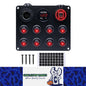 12-24V Red 8 Switch Panel Volt USB Port 12V Outlet Combination Marine LED Rocker