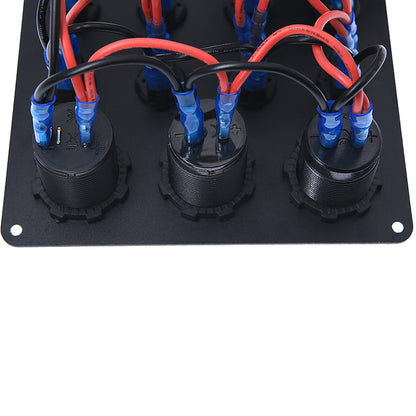 12-24V Red 8 Switch Panel Volt USB Port 12V Outlet Combination Marine LED Rocker