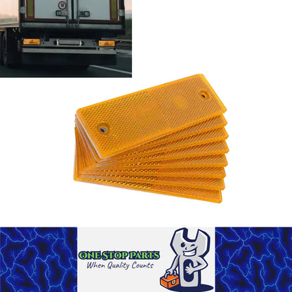 8 x Amber / Yellow Reflectors Ahesive Rectangle Reflectors 145 x 45mm 8pcs