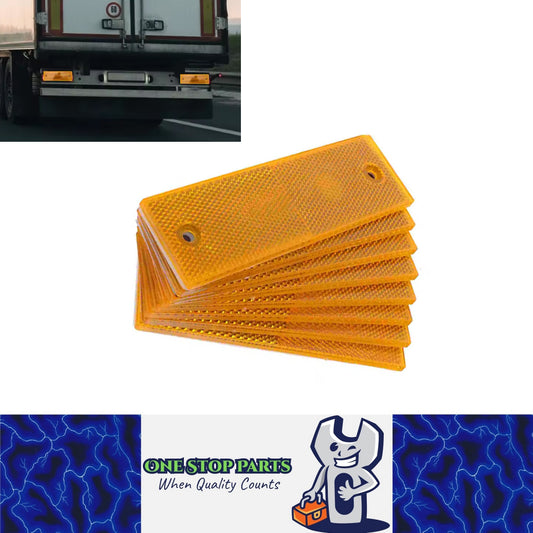 8 x Amber / Yellow Reflectors Ahesive Rectangle Reflectors 145 x 45mm 8pcs