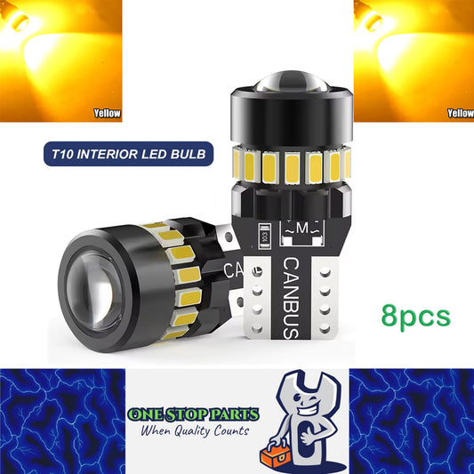 8pcs T10 Yellow 19SMD Canbus LED Bulbs Super Bright W5W 194 T10 LED Globes