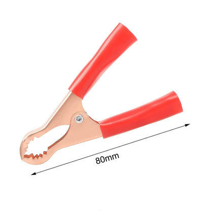 2 x Red Alligator Clips Clamps 50A 80mm Crocodile Alligator Battery Test Clips