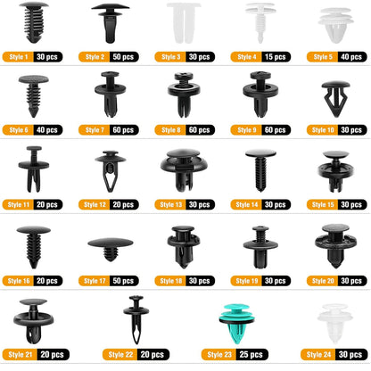 800pcs Car Push Retainer Clip Fastener 24 Sizes Bumper Fender Rivet with Removal