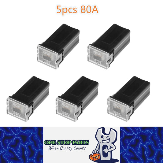 5 x 80Amp Black Small Slow Blow Fuse Block 10mmx12mm x 27mm High 80A Fuse (5pcs)