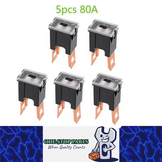 5 x 80Amp Black Large Male Slow Blow Fuse Block 15mmx22mm x 43mm High 80A Fuse