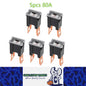 5 x 80Amp Black Large Male Slow Blow Fuse Block 15mmx22mm x 43mm High 80A Fuse